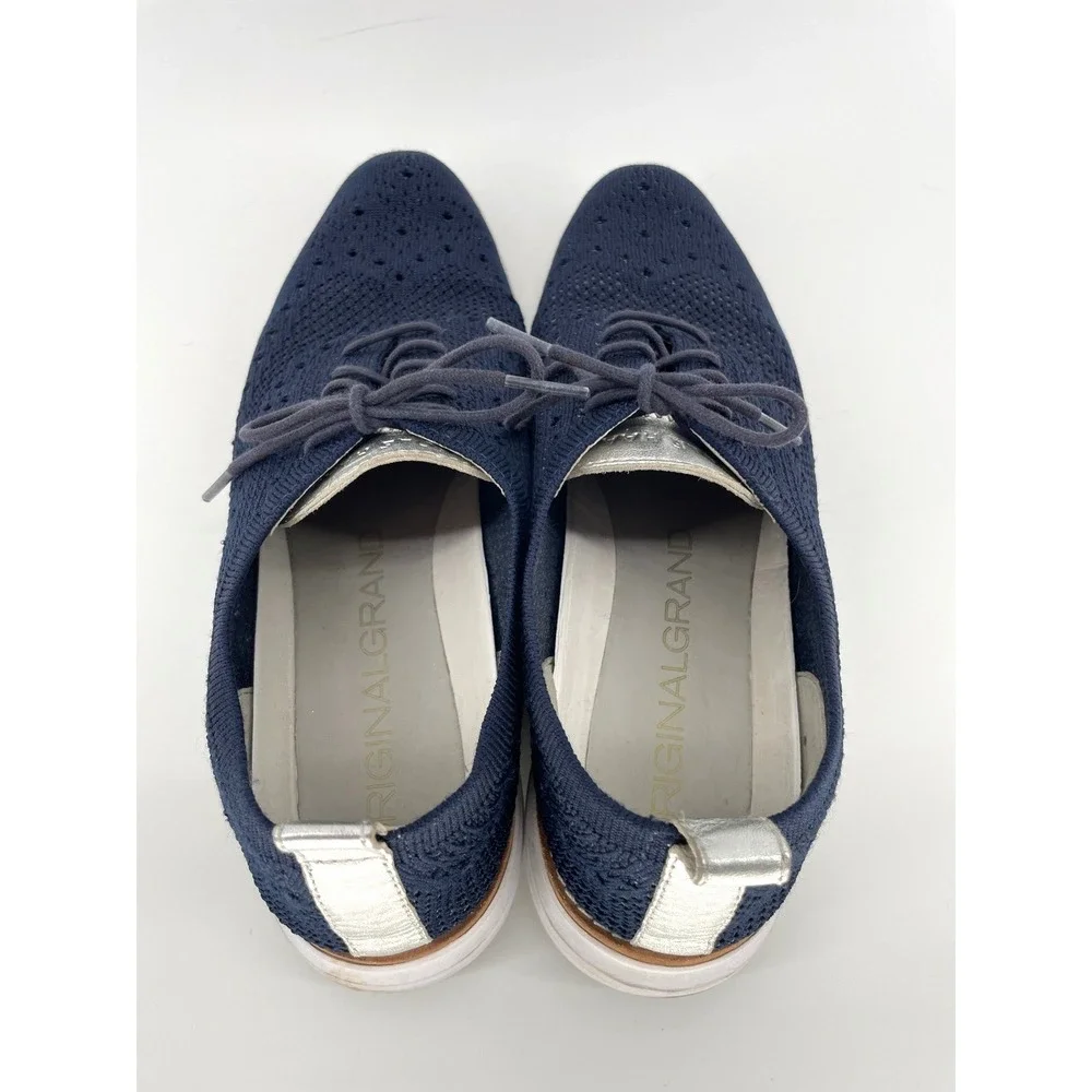 Cole‎ Haan OriginalGrand Knit Wingtip Oxford Shoes Womens 8B Blue Silver